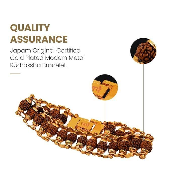 Paanch Mukhi Rudraksha Bracelet — Gold Plated | Original Nepal Certified